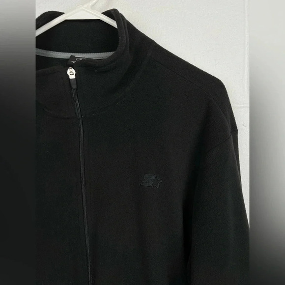 Starter Black Fleece Zip Up‎ Side Medium - Picture 2 of 4